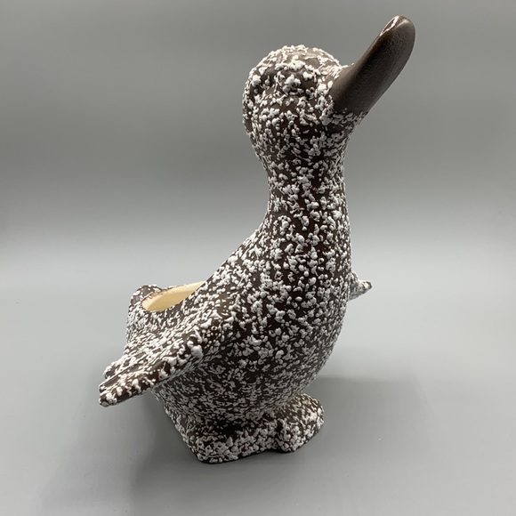 Vintage Handcrafted Royal Haeger Pottery Brown & White Lava Glaze Duck Planter - Picture 2 of 8